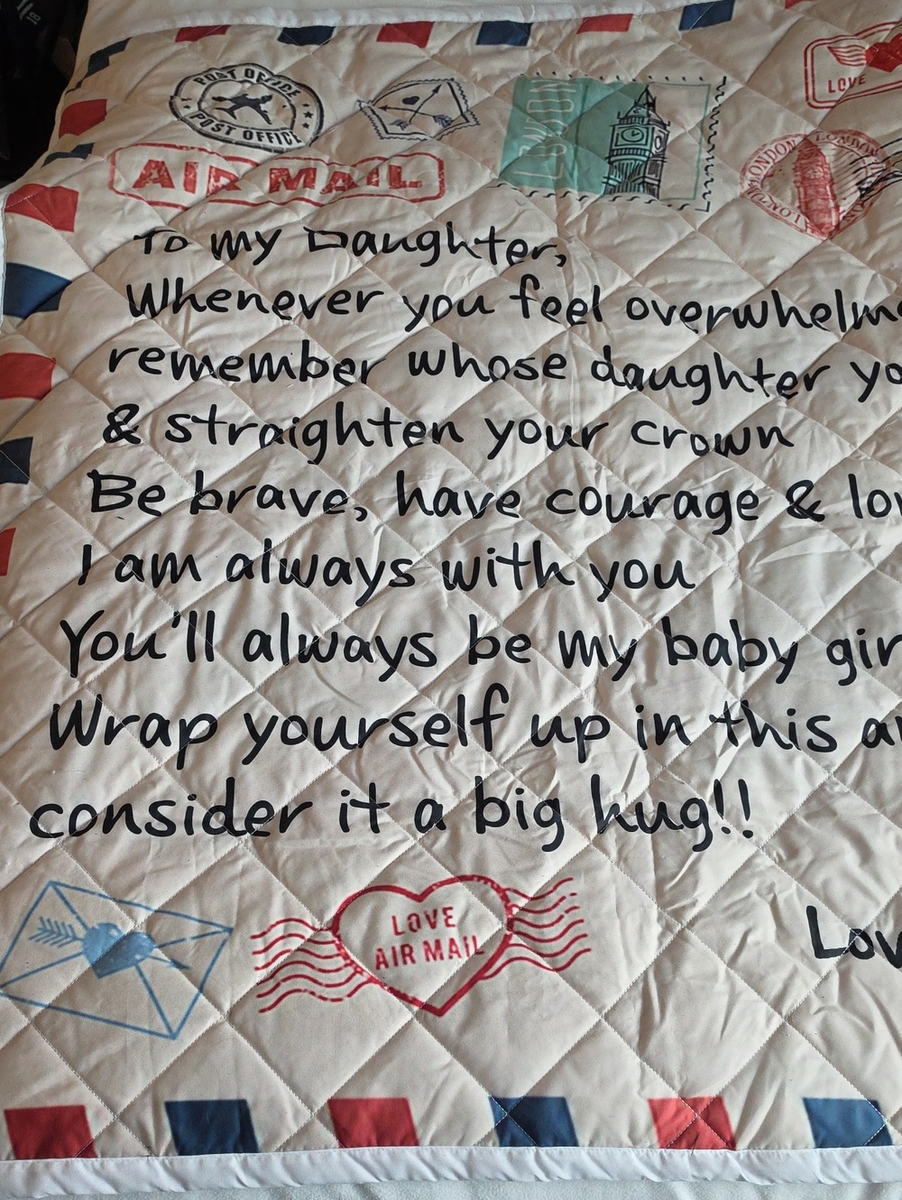 Blanket With Message From Mom To Daughter